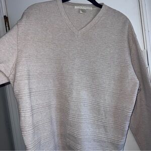 Perry Ellis |Textured Knit Sweater | V-Neck | Men’s L | Beige